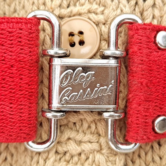 Vintage OLEG CASSINI Red Belt with Silver Clasp S/M main image 5